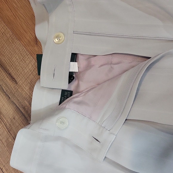 LAUREN RALPH LAUREN Pale Blue White Pinstripe Silk Shelter Island Pants Trousers - Picture 6 of 16